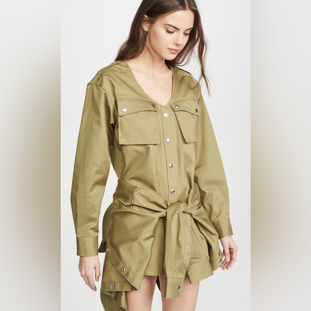 Alexander Wang Khaki Tied Waist Trench Romper